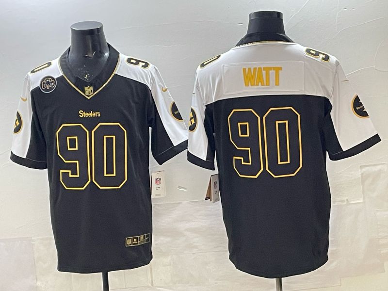 Men Nike 2025 Pittsburgh Steelers #90 Watt Black gold 3th generation Limited NFL Jersey 005->pittsburgh steelers->NFL Jersey